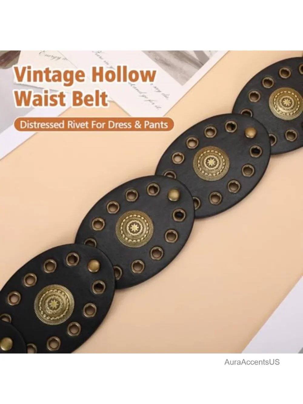 Women's Boho Disc Belt Concho Western Cowgirl Wide Vintage Faux Leather Waist